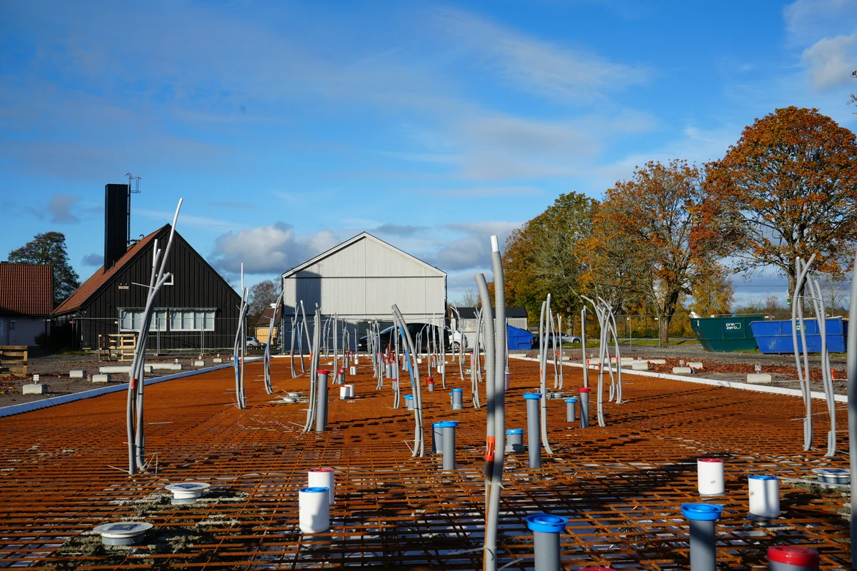Armering och installationer under byggskedet vid Ryssbygymnasiet.